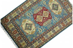 Królewska niebieski dywan Kazak tkany ręcznie przez Nomadów 150x230cm
