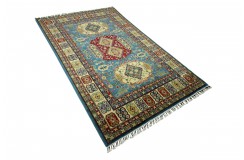 Królewska niebieski dywan Kazak tkany ręcznie przez Nomadów 150x230cm