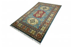 Królewska niebieski dywan Kazak tkany ręcznie przez Nomadów 150x230cm