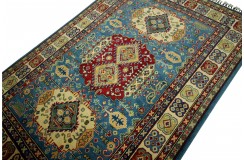 Królewska niebieski dywan Kazak tkany ręcznie przez Nomadów 150x230cm