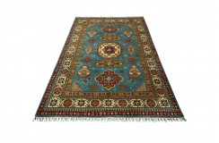 Królewska niebieski dywan Kazak tkany ręcznie przez Nomadów 170x220cm