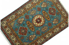 Królewska niebieski dywan Kazak tkany ręcznie przez Nomadów 170x220cm