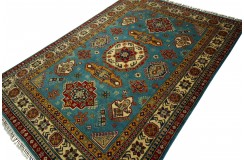 Królewska niebieski dywan Kazak tkany ręcznie przez Nomadów 170x220cm