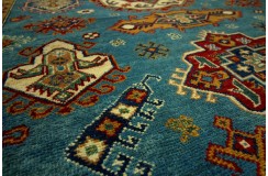 Królewska niebieski dywan Kazak tkany ręcznie przez Nomadów 170x220cm