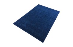 Gładki 100% wełniany dywan Gabbeh Handloom nieieski 120x180cm bez wzorów