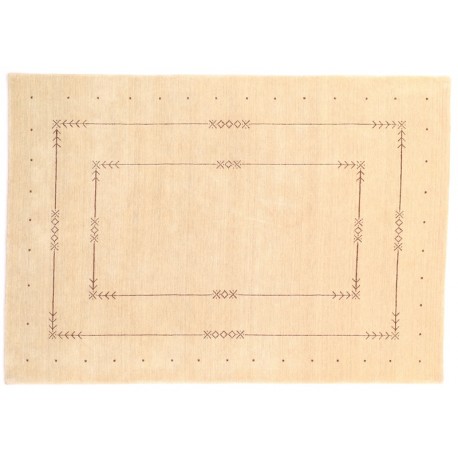 Ekskluzywny beżowy 100% wełniany dywan Gabbeh Loribaft 170x240cm Indie, gruby, mięsisty, gęsty