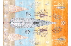 Wełna + jedwab dywan Gabbeh Loribaft drzewo życia kolorowy ok 170x240cm Indie