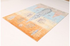 Wełna + jedwab gruby dywan loribaft z indii czerwony 170x240cm