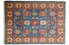 Elegancki dywan Kazak gęsto tkany piękny 100% wełna ręcznie tkany z Afganistanu ekskluzywny niebieski 150x200cm