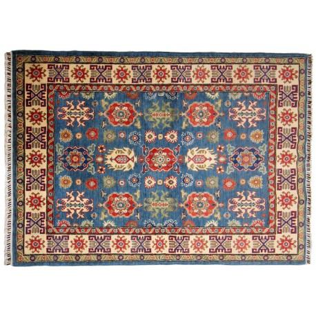 Elegancki dywan Kazak gęsto tkany piękny 100% wełna ręcznie tkany z Afganistanu ekskluzywny niebieski 150x200cm