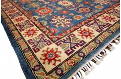 Królewska niebieski dywan Kazak tkany ręcznie przez Nomadów 150x200cm