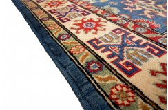 Królewska niebieski dywan Kazak tkany ręcznie przez Nomadów 150x200cm