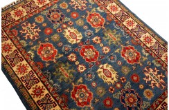 Królewska niebieski dywan Kazak tkany ręcznie przez Nomadów 150x200cm
