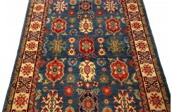 Królewska niebieski dywan Kazak tkany ręcznie przez Nomadów 150x200cm