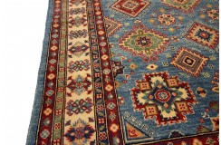 Królewska niebieski dywan Kazak tkany ręcznie przez Nomadów 150x200cm