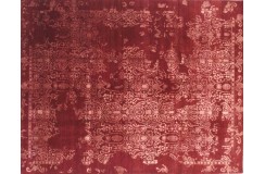 Ekskluzywny dywan jedwabny z Nepalu deseń abstrakcyjny vintage 240x320cm luksus jedwab z bananowca czerwień