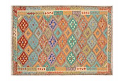 Kolorowy dywan kilim Waziri 170x240cm z Afganistanu 100% wełna dwustronny rustykalny