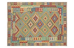 Kolorowy dywan kilim Waziri 180x240cm z Afganistanu 100% wełna dwustronny rustykalny