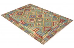 Etniczny kilim szary z Afganistanu dzieło Waziri nomadyczny 180x240cm
