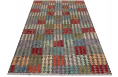 Etniczny kilim szary z Afganistanu dzieło Waziri nomadyczny 170x250cm