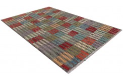 Etniczny kilim szary z Afganistanu dzieło Waziri nomadyczny 170x250cm