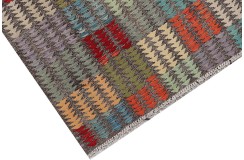 Etniczny kilim szary z Afganistanu dzieło Waziri nomadyczny 170x250cm