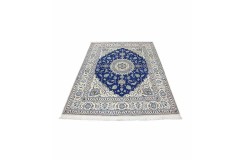Nain 12lah Kashmiri gęsto ręcznie tkany dywan z Iranu wełna + jedwab ok 200x250cm niebieski majestatyczny