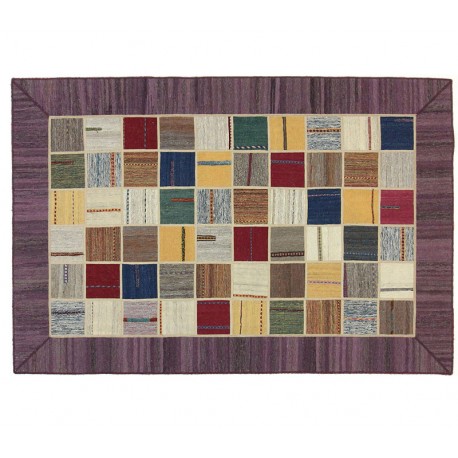 Dywan Kilim podszywany Vintage Patchwork, kolorowy 160x240cm Iran