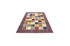 Vintage perski dywan patchwork z wełny 160x240cm ręczny kilim