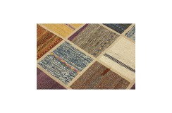 Vintage perski dywan patchwork z wełny 160x240cm ręczny kilim