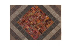 Dywan Kilim podszywany Vintage Patchwork, kolorowy geometryczny 160x230cm Iran