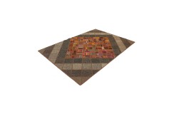 Vintage perski dywan patchwork z wełny 160x230cm ręczny kilim