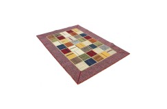 Vintage perski dywan patchwork z wełny 140x200cm ręczny kilim