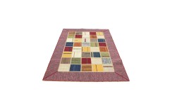 Vintage perski dywan patchwork z wełny 140x200cm ręczny kilim