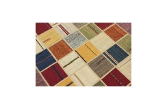 Vintage perski dywan patchwork z wełny 140x200cm ręczny kilim