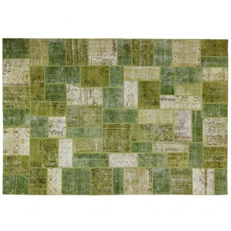 Dywan Kilim podszywany Retro Vintage Patchwork, zielony 220x320cm Iran