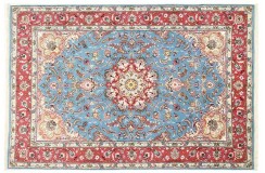 Dywan Tabriz 30Raj wełna kork + jedwab najwyższej jakości dywan z Iranu ok 200x300cm, niebieski