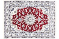 Nain 12lah Kashmiri gęsto ręcznie tkany dywan z Iranu wełna + jedwab ok 150x200cm czerwony pałacowy