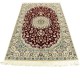 Gęsto ręcznie tkany dywan Nain 9la Habibian z Iranu wełna + jedwab 130x200m czerwony