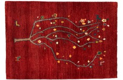 Czerwony dywan ręcznie wiązany Gabbeh Kaszkaj Persja - Iran 100% wełna ok 120x180cm motyw drzewa