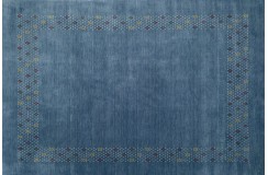 Gładki 100% wełniany dywan Gabbeh Loribaft Handloom niebieski 170x240cm etniczne wzory