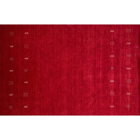 Gładki 100% wełniany dywan Gabbeh Loribaft Handloom czerwony 170x240cm etniczne wzory