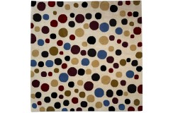 Kolorowy designerski nowoczesny dywan wełniany kwadrat 200x200cm Indie 2cm gruby beżowe tło