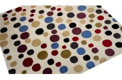 Kolorowy designerski nowoczesny dywan wełniany kwadrat 200x200cm Indie 2cm gruby beżowe tło