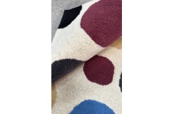 Kolorowy designerski nowoczesny dywan wełniany kwadrat 200x200cm Indie 2cm gruby beżowe tło