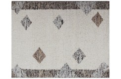 Beżowy etniczny dywan Berber Marokański gruby do salonu 100% wełniany 120x180cm ręcznie tkany