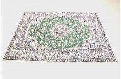 Ręcznie tkany dywan Nain z Iranu 150x200cm zielony sensacyjnie tani