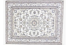 Nain gęsto ręcznie tkany dywan z Iranu wełna + jedwab ok 150x200cm beżowy majestatyczny