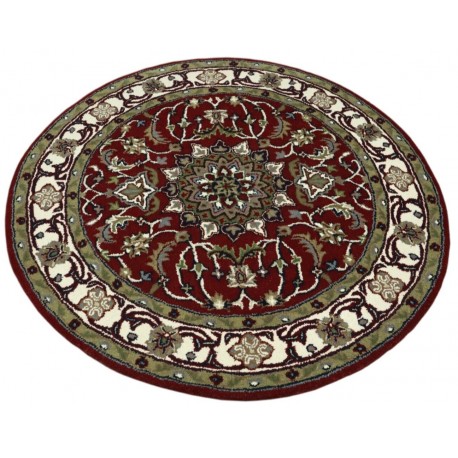 Dywan Persian 100% wełniany 150x150cm z Indii tradycyjny czerwony, okrągły