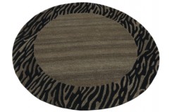 Nowoczesny brązowy dywan zebra do salonu 100% wełniany tafting 150x150cm okrągły